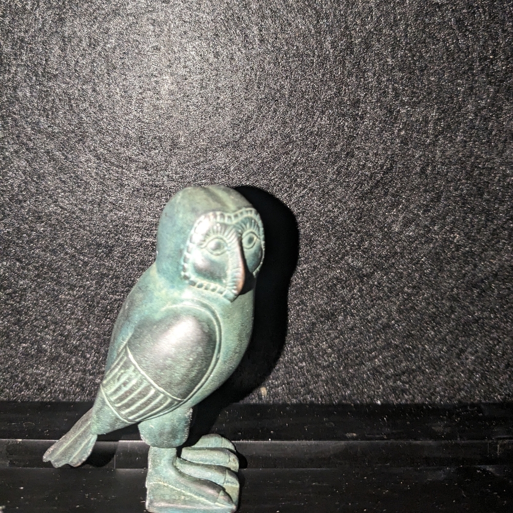 FRANKLIN MINT THE COLLECTORS TREASURY OF OWLS 1988 GREEN BRONZE OWL  3”